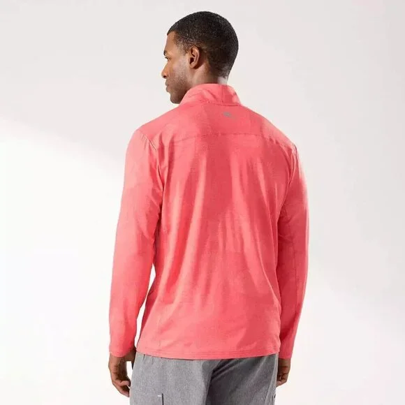Tommy Bahama Mens Large Delray Frond Lightweight Half Zip Pullover Dubarry Coral - Picture 2 of 9